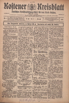 Kostener Kreisblatt: amtliches Ver&ouml;ffentlichungsblatt f&uuml;r den Kreis Kosten 1915.01.02 Jg.50 Nr1