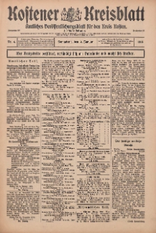 Kostener Kreisblatt: amtliches Veröffentlichungsblatt für den Kreis Kosten 1915.01.09 Jg.50 Nr4