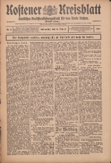 Kostener Kreisblatt: amtliches Ver&ouml;ffentlichungsblatt f&uuml;r den Kreis Kosten 1915.01.12 Jg.50 Nr6