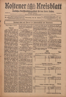 Kostener Kreisblatt: amtliches Ver&ouml;ffentlichungsblatt f&uuml;r den Kreis Kosten 1915.01.28 Jg.50 Nr12
