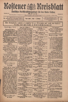 Kostener Kreisblatt: amtliches Veröffentlichungsblatt für den Kreis Kosten 1915.02.06 Jg.50 Nr16