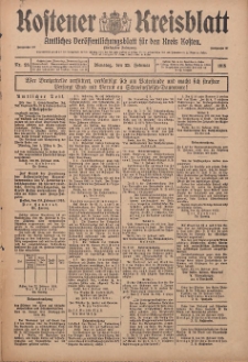Kostener Kreisblatt: amtliches Veröffentlichungsblatt für den Kreis Kosten 1915.02.23 Jg.50 Nr23