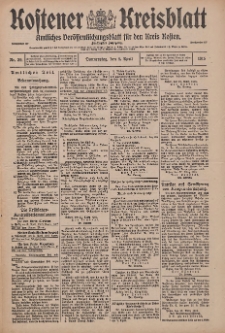 Kostener Kreisblatt: amtliches Veröffentlichungsblatt für den Kreis Kosten 1915.04.01 Jg.50 Nr39