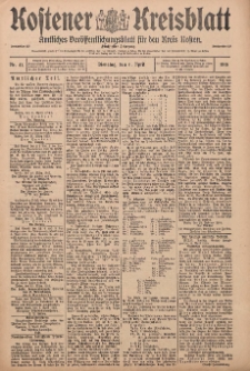 Kostener Kreisblatt: amtliches Veröffentlichungsblatt für den Kreis Kosten 1915.04.06 Jg.50 Nr41