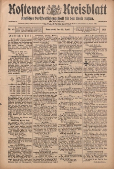 Kostener Kreisblatt: amtliches Veröffentlichungsblatt für den Kreis Kosten 1915.04.10 Jg.50 Nr43