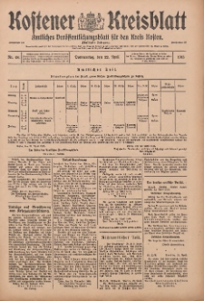 Kostener Kreisblatt: amtliches Ver&ouml;ffentlichungsblatt f&uuml;r den Kreis Kosten 1915.04.22 Jg.50 Nr48