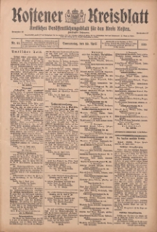Kostener Kreisblatt: amtliches Ver&ouml;ffentlichungsblatt f&uuml;r den Kreis Kosten 1915.04.29 Jg.50 Nr51