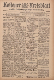 Kostener Kreisblatt: amtliches Ver&ouml;ffentlichungsblatt f&uuml;r den Kreis Kosten 1915.05.04 Jg.50 Nr53