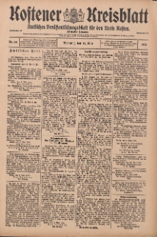 Kostener Kreisblatt: amtliches Ver&ouml;ffentlichungsblatt f&uuml;r den Kreis Kosten 1915.05.11 Jg.50 Nr56
