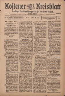 Kostener Kreisblatt: amtliches Veröffentlichungsblatt für den Kreis Kosten 1915.05.29 Jg.50 Nr64
