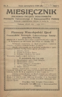 Miesięcznik Polskiego Związku Pracowników Przemysłu Cukrowniczego w Rzeczypospolitej Polskiej 1923.05.01 R.1 Nr3