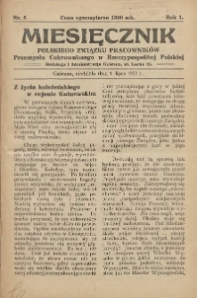 Miesięcznik Polskiego Związku Pracowników Przemysłu Cukrowniczego w Rzeczypospolitej Polskiej 1923.07.01 R.1 Nr5