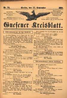 Gnesener Kreisblatt 1910.09.15 Nr74