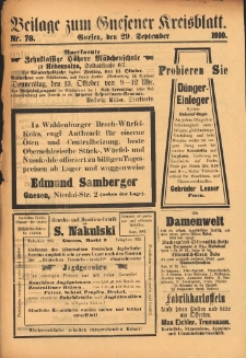 Beilage zum Gnesener Kreisblatt 1910.09.29 Nr78