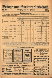 Beilage zum Gnesener Kreisblatt 1910.10.16 Nr83
