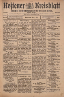 Kostener Kreisblatt: amtliches Veröffentlichungsblatt für den Kreis Kosten 1915.07.01 Jg.50 Nr78