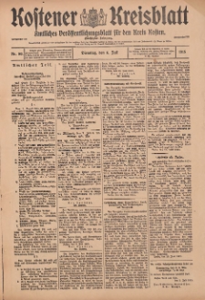 Kostener Kreisblatt: amtliches Ver&ouml;ffentlichungsblatt f&uuml;r den Kreis Kosten 1915.07.06 Jg.50 Nr80