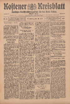 Kostener Kreisblatt: amtliches Ver&ouml;ffentlichungsblatt f&uuml;r den Kreis Kosten 1915.07.22 Jg.50 Nr87