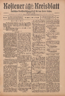 Kostener Kreisblatt: amtliches Ver&ouml;ffentlichungsblatt f&uuml;r den Kreis Kosten 1915.08.05 Jg.50 Nr93