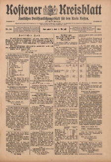 Kostener Kreisblatt: amtliches Ver&ouml;ffentlichungsblatt f&uuml;r den Kreis Kosten 1915.08.08 Jg.50 Nr94