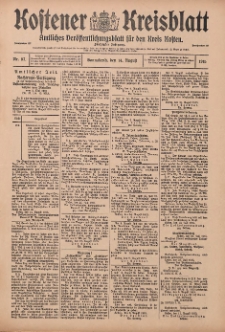 Kostener Kreisblatt: amtliches Veröffentlichungsblatt für den Kreis Kosten 1915.08.17 Jg.50 Nr98