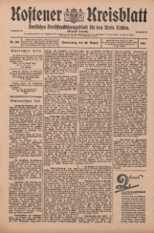 Kostener Kreisblatt: amtliches Veröffentlichungsblatt für den Kreis Kosten 1915.08.26 Jg.50 Nr102