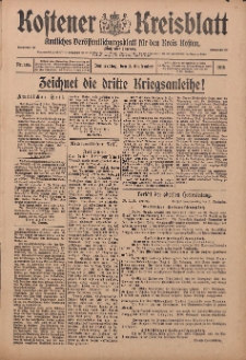 Kostener Kreisblatt: amtliches Ver&ouml;ffentlichungsblatt f&uuml;r den Kreis Kosten 1915.09.02 Jg.50 Nr105