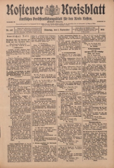 Kostener Kreisblatt: amtliches Veröffentlichungsblatt für den Kreis Kosten 1915.09.07 Jg.50 Nr107