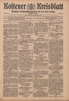 Kostener Kreisblatt: amtliches Ver&ouml;ffentlichungsblatt f&uuml;r den Kreis Kosten 1915.09.09 Jg.50 Nr108