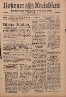 Kostener Kreisblatt: amtliches Veröffentlichungsblatt für den Kreis Kosten 1915.09.11 Jg.50 Nr109