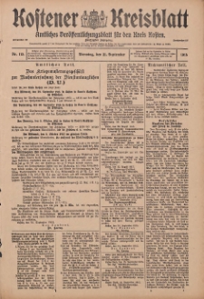 Kostener Kreisblatt: amtliches Ver&ouml;ffentlichungsblatt f&uuml;r den Kreis Kosten 1915.09.21 Jg.50 Nr113