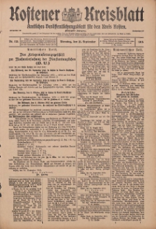Kostener Kreisblatt: amtliches Veröffentlichungsblatt für den Kreis Kosten 1915.09.21 Jg.50 Nr113