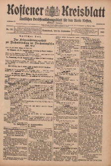 Kostener Kreisblatt: amtliches Ver&ouml;ffentlichungsblatt f&uuml;r den Kreis Kosten 1915.09.25 Jg.50 Nr115