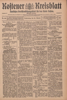 Kostener Kreisblatt: amtliches Ver&ouml;ffentlichungsblatt f&uuml;r den Kreis Kosten 1915.10.28 Jg.50 Nr129