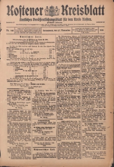 Kostener Kreisblatt: amtliches Veröffentlichungsblatt für den Kreis Kosten 1915.11.27 Jg.50 Nr142