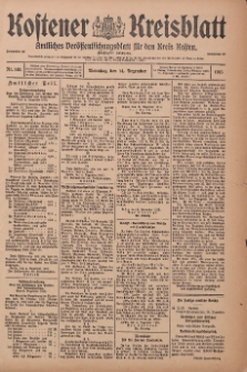Kostener Kreisblatt: amtliches Ver&ouml;ffentlichungsblatt f&uuml;r den Kreis Kosten 1915.12.14 Jg.50 Nr149