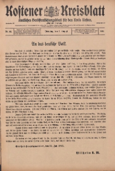 Kostener Kreisblatt: amtliches Veröffentlichungsblatt für den Kreis Kosten 1915.08.03 Jg.50 Nr92