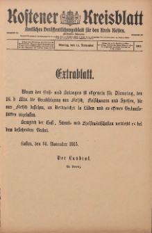 Kostener Kreisblatt: amtliches Ver&ouml;ffentlichungsblatt f&uuml;r den Kreis Kosten 1915.11.15 Jg.50: Extrablatt