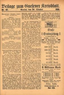 Beilage zum Gnesener Kreisblatt 1910.10.30 Nr87