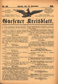 Gnesener Kreisblatt 1910.11.10 Nr90