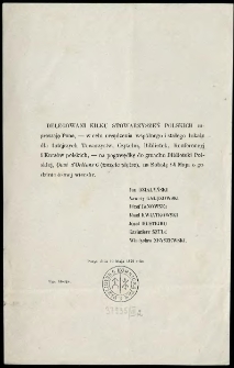 [Zaproszenie Inc.:] "Delegowani kilku stowarzyszeń polskich zapraszają Pana, - w celu urządzenia wsp&oacute;lnego i stałego lokalu ..."