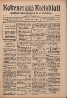 Kostener Kreisblatt: amtliches Ver&ouml;ffentlichungsblatt f&uuml;r den Kreis Kosten 1916.03.28 Jg.51 Nr38