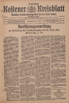 Kostener Kreisblatt: amtliches Ver&ouml;ffentlichungsblatt f&uuml;r den Kreis Kosten 1916.04.08 Jg.51 Nr43: Sonderblatt