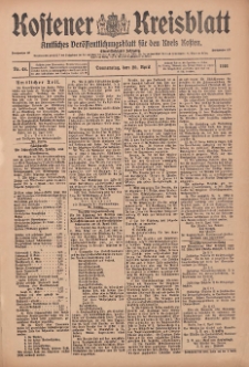 Kostener Kreisblatt: amtliches Ver&ouml;ffentlichungsblatt f&uuml;r den Kreis Kosten 1916.04.20 Jg.51 Nr48