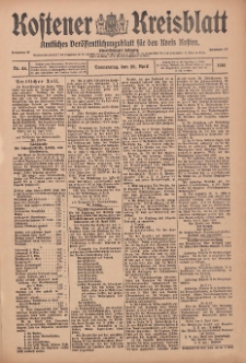 Kostener Kreisblatt: amtliches Veröffentlichungsblatt für den Kreis Kosten 1916.04.20 Jg.51 Nr48
