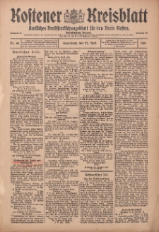 Kostener Kreisblatt: amtliches Ver&ouml;ffentlichungsblatt f&uuml;r den Kreis Kosten 1916.04.22 Jg.51 Nr49