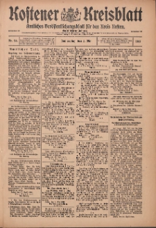 Kostener Kreisblatt: amtliches Ver&ouml;ffentlichungsblatt f&uuml;r den Kreis Kosten 1916.05.04 Jg.51 Nr54
