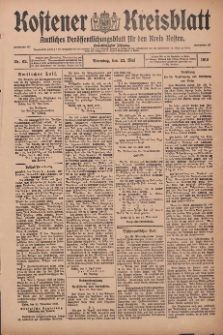 Kostener Kreisblatt: amtliches Ver&ouml;ffentlichungsblatt f&uuml;r den Kreis Kosten 1916.05.23 Jg.51 Nr62