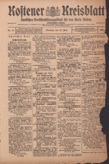 Kostener Kreisblatt: amtliches Ver&ouml;ffentlichungsblatt f&uuml;r den Kreis Kosten 1916.06.27 Jg.51 Nr77