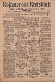 Kostener Kreisblatt: amtliches Ver&ouml;ffentlichungsblatt f&uuml;r den Kreis Kosten 1916.07.13 Jg.51 Nr84